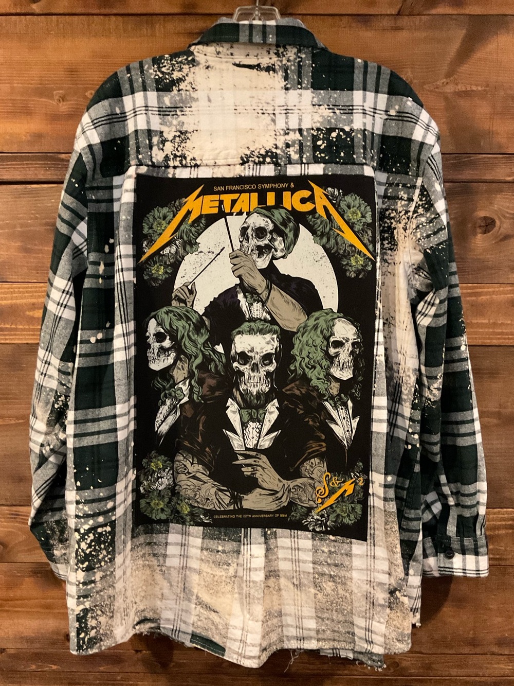 Custom 20th Aniv METALLICA San Francisco SYMPHONY Distressed Plaid Shirt 2X XXL